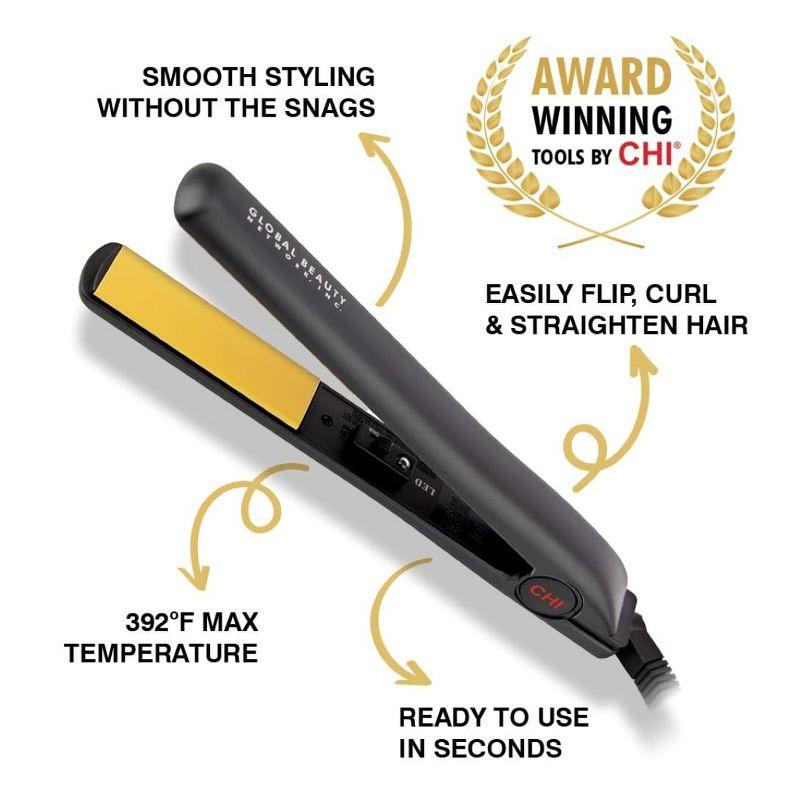 CHI Original Ceramic Hair Straightener Flat Iron 1 Inch Ceramic Floating Plates Quick Heat Up Analog On/Off Switch - Black