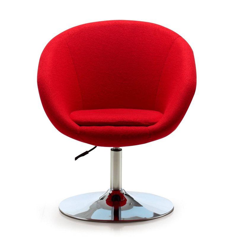 Red Wool Blend Swivel Adjustable Height Chair with Metal Base