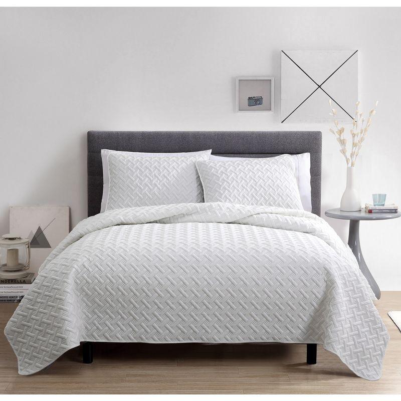 Nina Embossed Basketweave Quilt Set