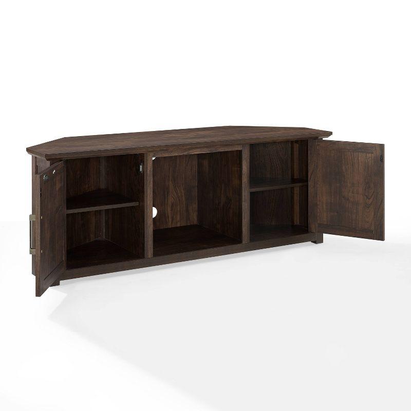 Dark Walnut 58'' Corner TV Stand with Cabinets