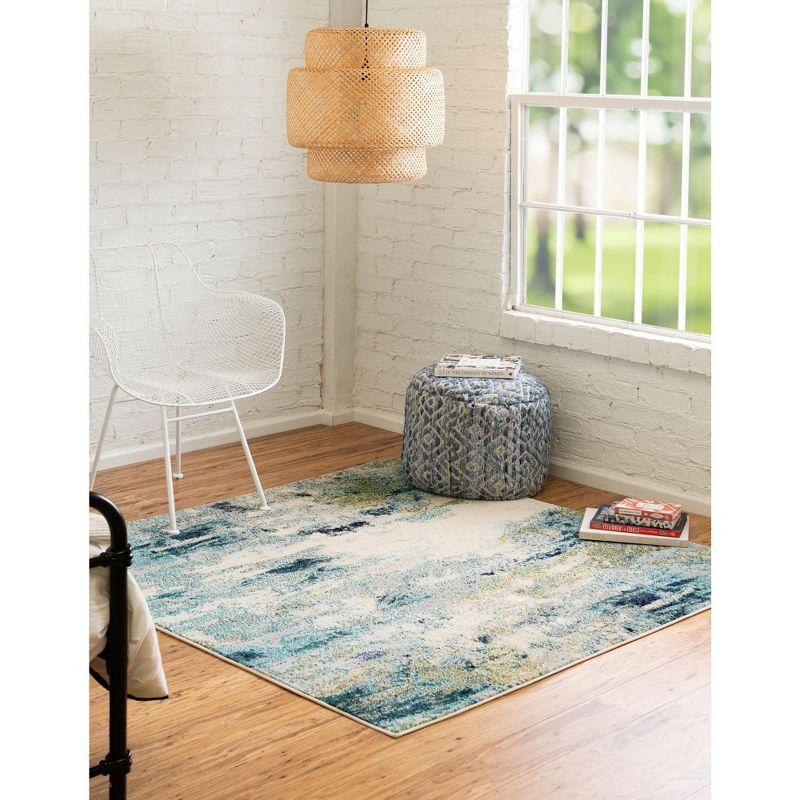 Unique Loom Chromatic Collection Area Rug - Avalon (4'  Square Light Blue/Gray)