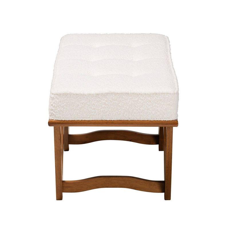 Chenoa Fabric and Wood Bench Cream/Walnut Brown - Baxton Studio: Japandi-Inspired, Foam-Padded, Button-Tufted