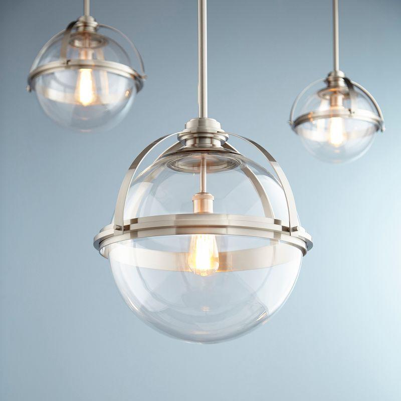 Satin Nickel 20" Globe Pendant Light with Clear Glass Shade