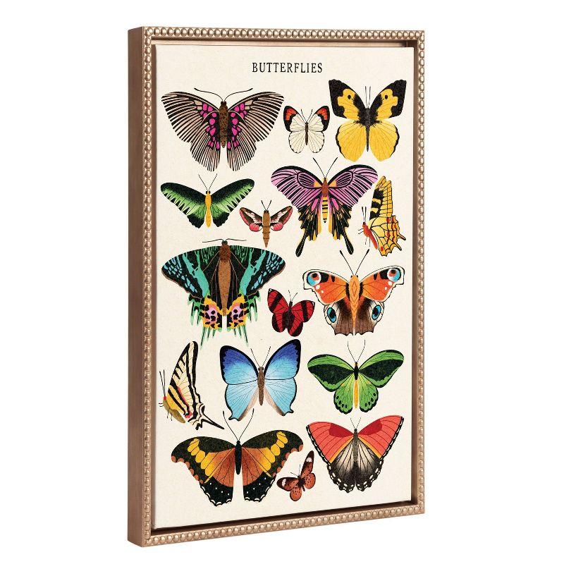 Gold Framed Colorful Butterflies Canvas Wall Art, 18x24