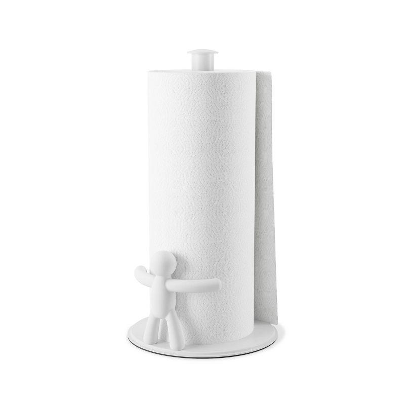 White Iron Buddy Freestanding Paper Towel Holder