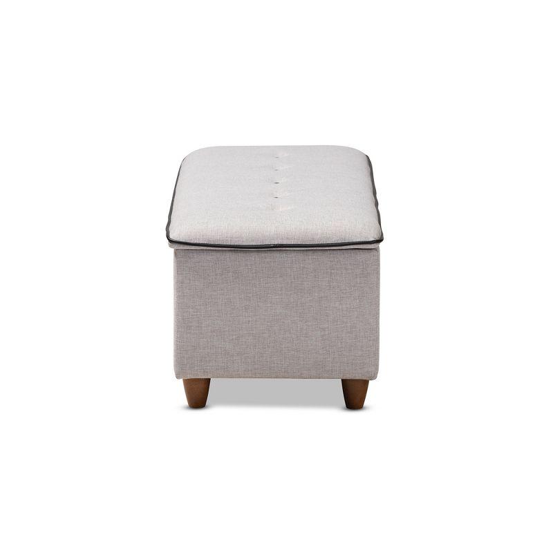 Marlisa Walnut Finished Wood and Fabric Upholstered Button Tufted Storage Ottoman Gray - BaxtonStudio