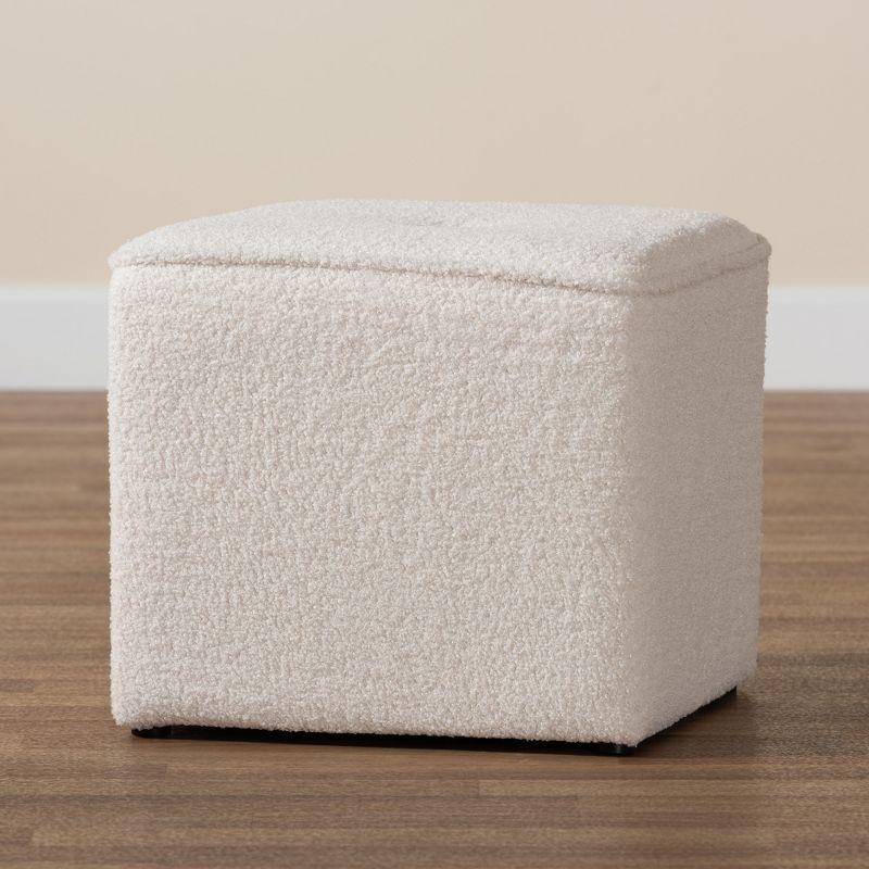 Baxton Studio Isaiah Modern and Contemporary Ivory Boucle Upholstered Ottoman