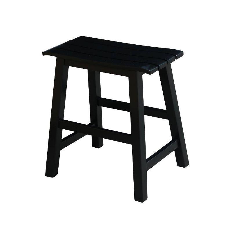 18" Slat Seat Counter Height Barstool Black - International Concepts: Rubberwood, Backless