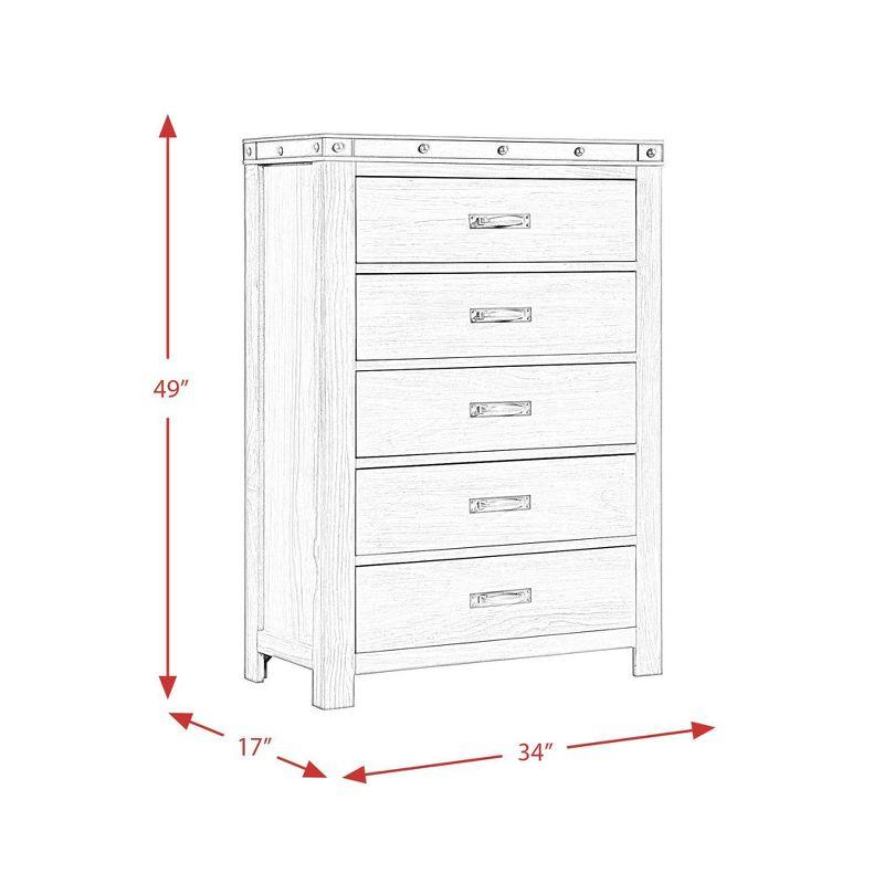 5 Drawer Montauk Chest Gray - Picket House Furnishings: Spacious Storage, Metal Pulls, Bedroom Furniture