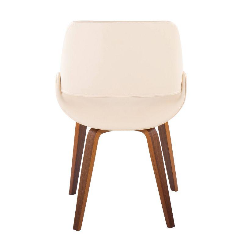 LumiSource Set of 2 Fabrico Dining Chairs Walnut/Cream : Mid-Century Modern, Upholstered, Wood Frame