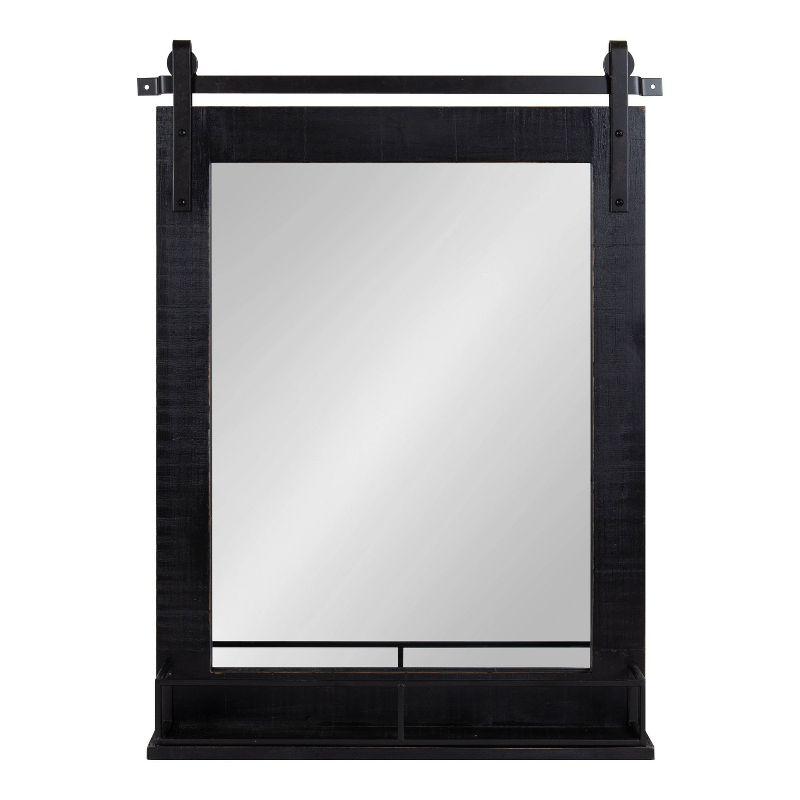 24" x 31" Cates Framed Wall Mirror with Shelf Black - Kate & Laurel All Things Decor: Modern Rectangular, No Assembly Required