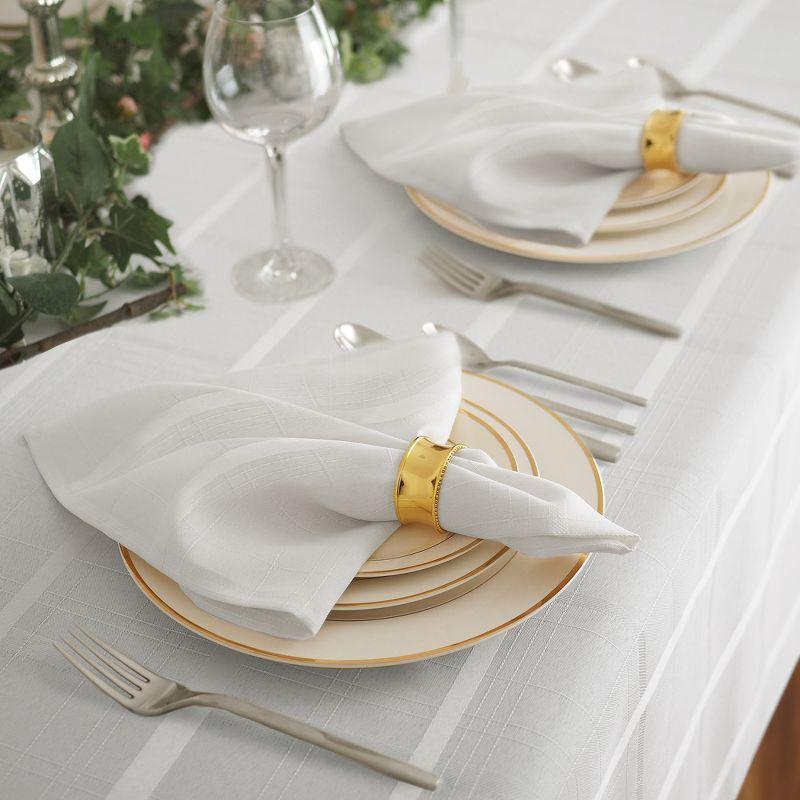 Elegance Plaid Stain & Water Resistant Tablecloth - 60" x 84" Oval - White - Elrene Home Fashions