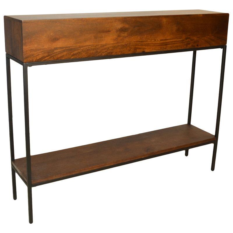 Chestnut & Black Mango Wood Industrial Console with Storage