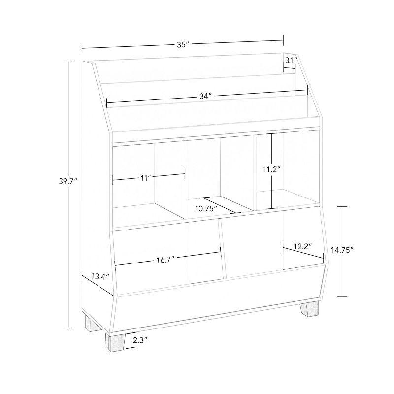 White Wooden Kids Toy Organizer with Cubby Storage