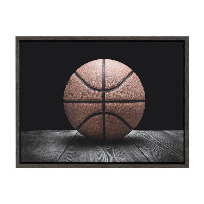 18" x 24" Sylvie Vintage Basketball Framed Canvas By Shawn St. Peter - DesignOvation: Sports Wall Art, Nursery Decor