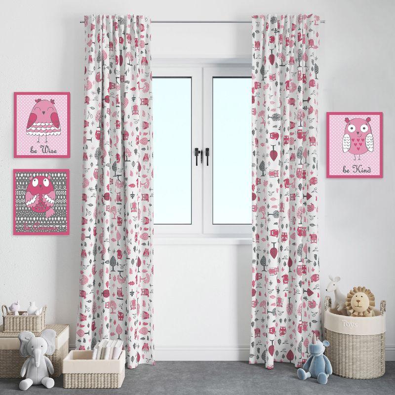 Bacati - Owls in the Woods Pink/Grey Curtain Panel