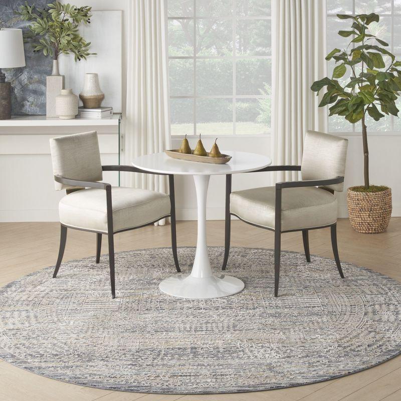 Nourison Nyle Boho Vintage Indoor Rug Ivory Slate 7’10” x Round