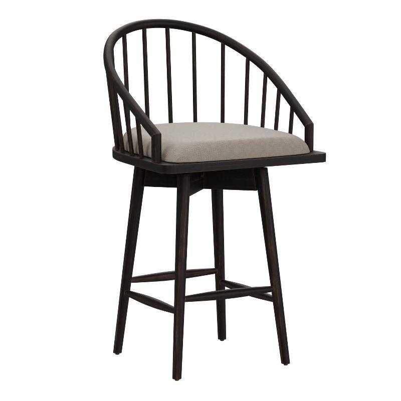 Modern Farmhouse Black Wood Swivel Saddle Stool, 29"