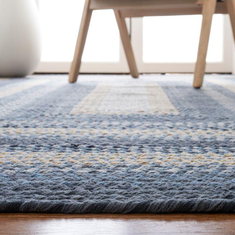 Handwoven Blue Stripe Cotton 6' Square Braided Rug