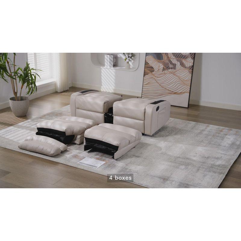 Hzlagm 54.8 in. W Faux Leather Reclining 2-Seater Loveseat