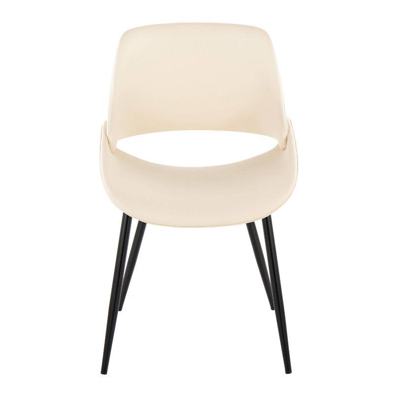 Cream Faux Leather Upholstered Dining Chair with Black Metal Legs