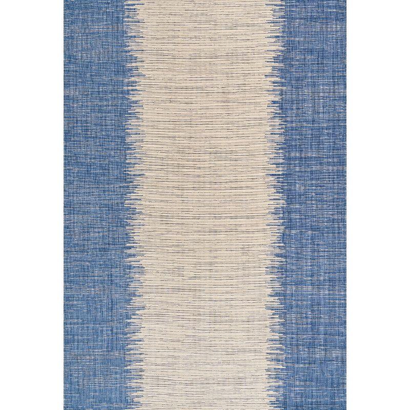 Coastal Stripe Denim Blue and Beige 8' x 10' Synthetic Area Rug