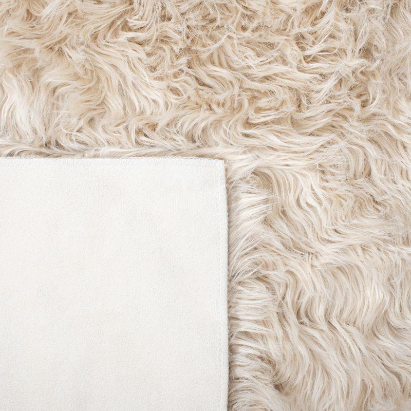 Ivory Elegance 24" Hand-Knotted Faux Sheepskin Rug