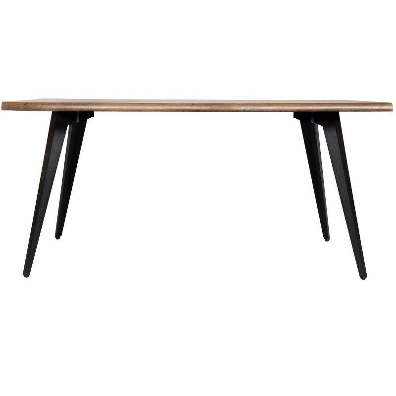 LeisureMod Ravenna Modern Rectangular Wood 63" Dining Table with Metal Legs - Sleek Design, Perfect for Dining Rooms, Dark Brown