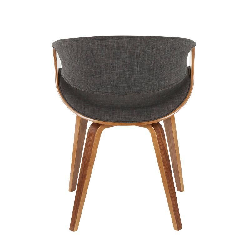 Curvo Mid-Century Modern Walnut and Charcoal Upholstered Arm Chair