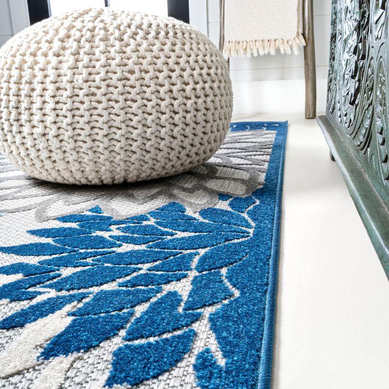 3'x5' Minori Floral Indoor/Outdoor Area Rug, Blue/Gray - JONATHAN Y