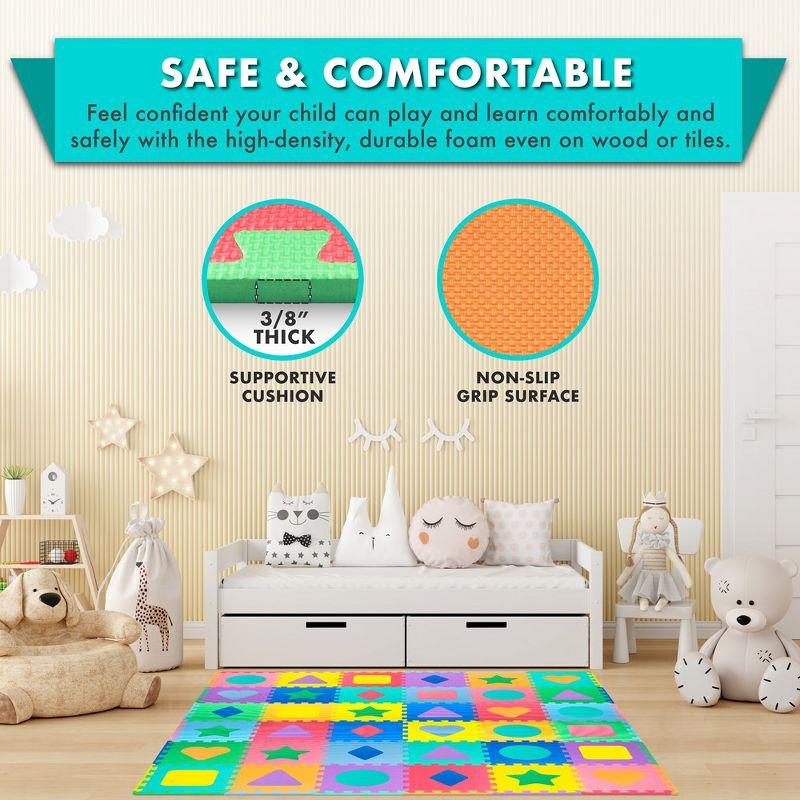 Prosource Kids Shapes and Colors Floor Play Mat 3/8-in, 36 Sq Ft - 36 Tiles