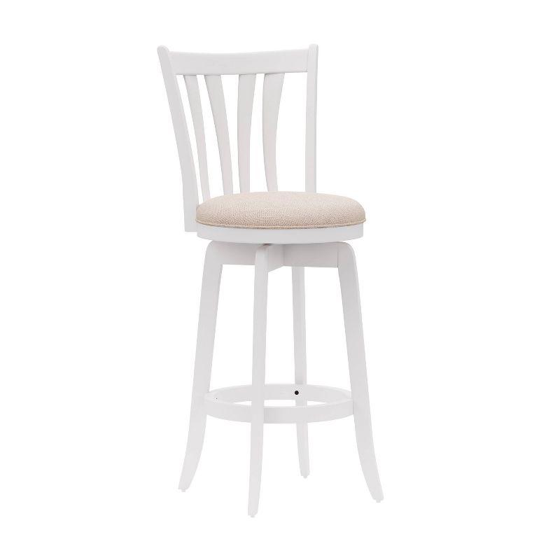 Savana 37'' Classic White Wood Swivel Bar Stool with Cream Upholstery