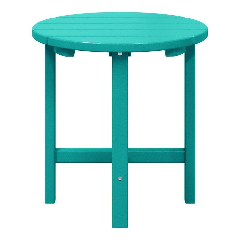 WestinTrends All-Weather Outdoor Patio Round Poly Adirondack Side Table, Turquoise