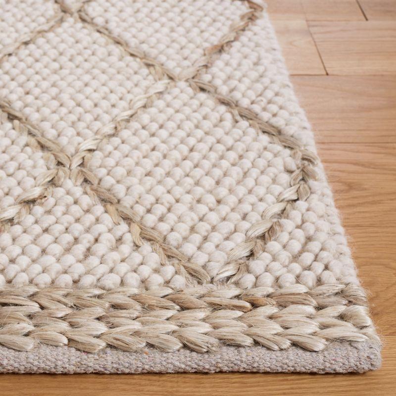 Ivory and Natural Handwoven Wool Area Rug, 3' x 5'