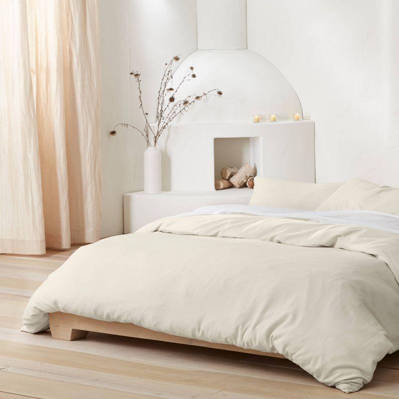 King Natural Cotton Linen Blend Duvet Cover Set