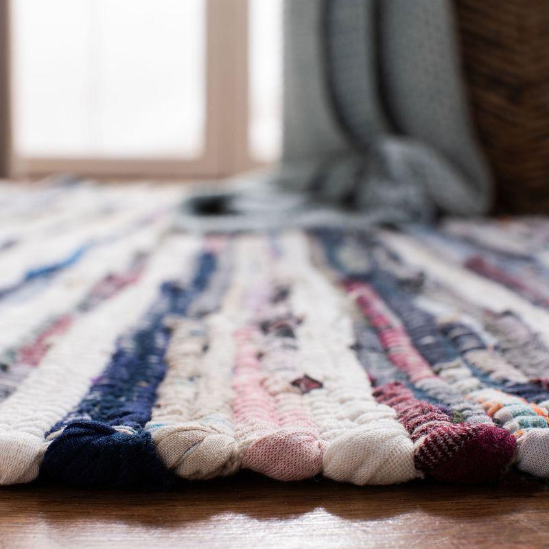 Rag Rug RAR126 Hand Woven Indoor Accent Rug - 4'x6' - Ivory/Charcoal - Safavieh