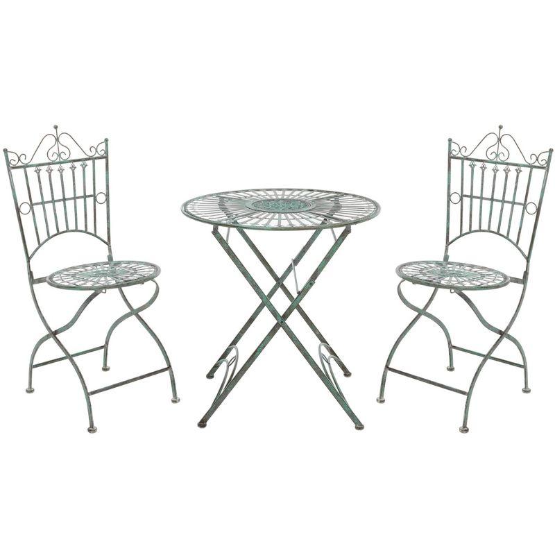 Belen Bistro Set, One Table And Two Chairs - Outdoor - PAT5020 - Antique Dark Green - Safavieh