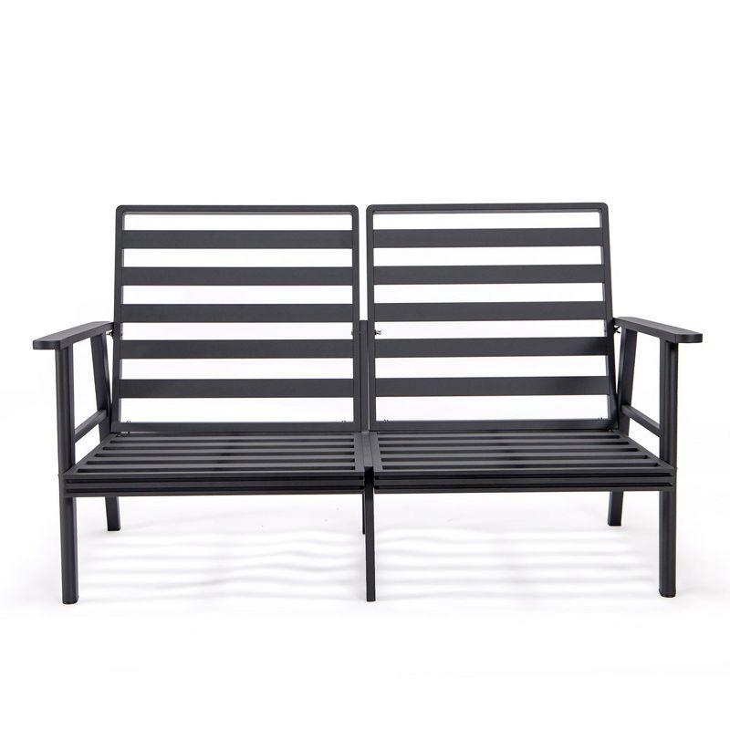 Leisuremod Walbrooke Modern Polyester Loveseat with Black Aluminum Frame and Removable Cushions (Light Grey)
