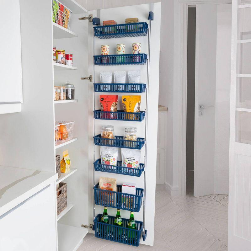 Navy 8-Tier Over-The-Door Pantry Organizer with Steel Frame