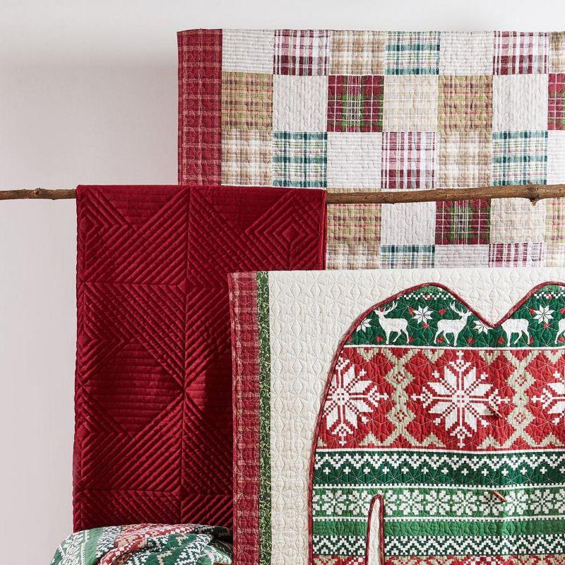 Greenland Home Fashions Oxford Plaid 100% Cotton Quilted Reversible Throw