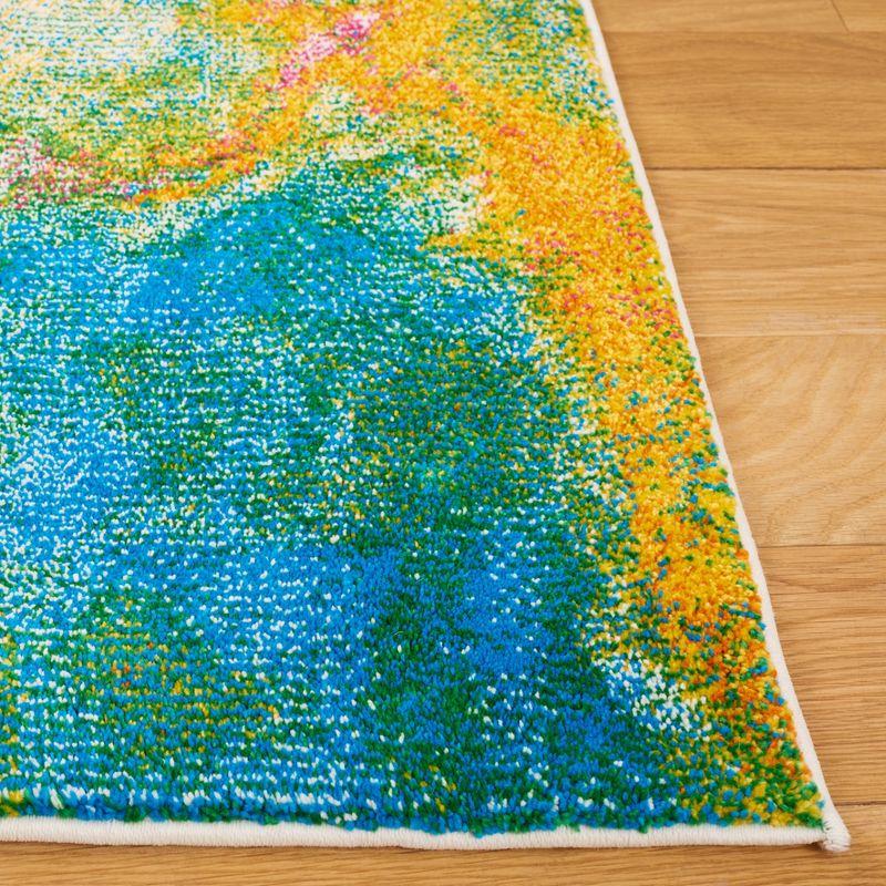 Multicolor Synthetic Watercolor Runner Area Rug