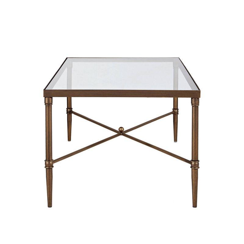 Porter Rectangle Coffee Table Bronze: Contemporary, Gold Frame, 5mm Tempered Glass Top