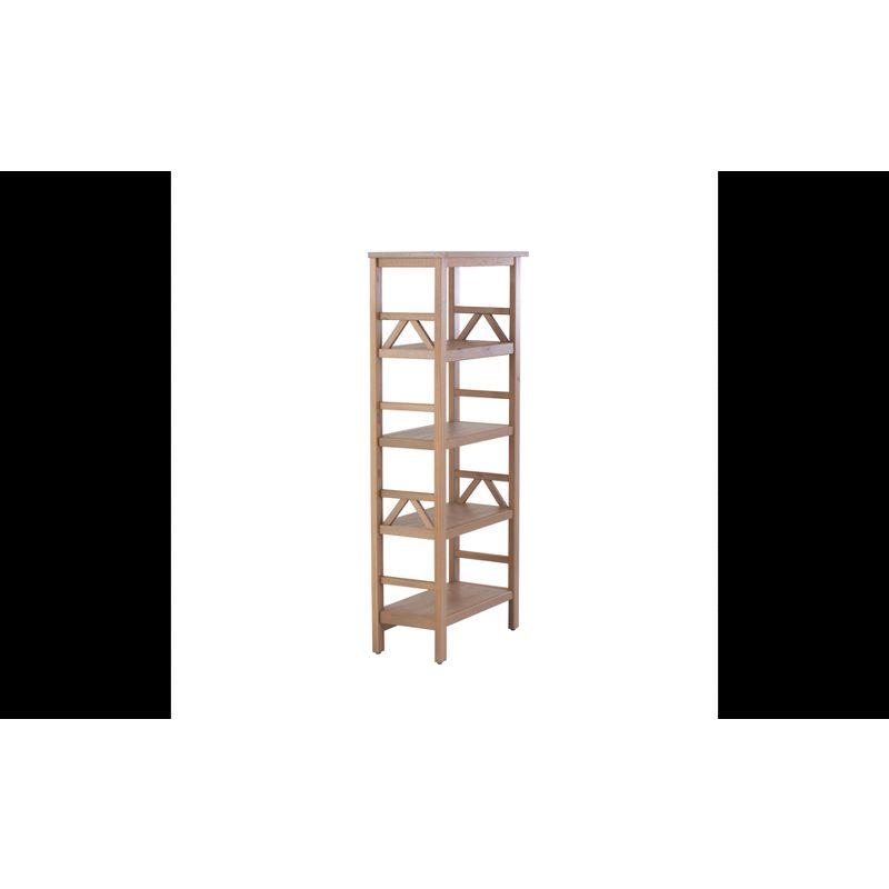 54.45" Titian Transitional Solid Wood Display and Storage Bookshelf Brown - Linon: Mid-Century Modern, 4 Fixed Shelves