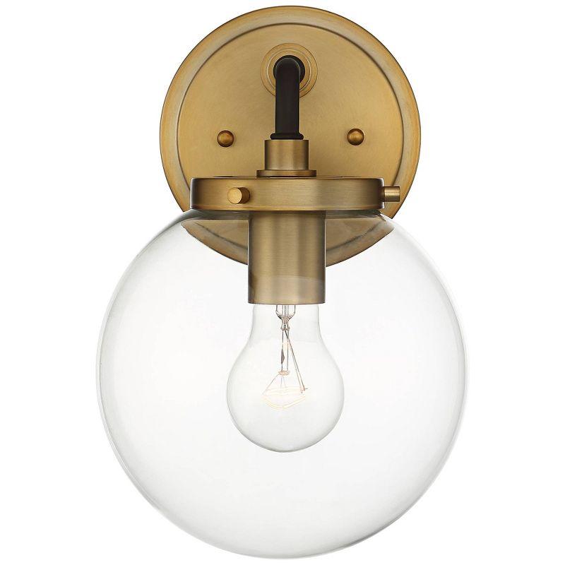 Possini Euro Design Fairling Modern Wall Light Sconce Gold Hardwire 7 1/2" Fixture Clear Glass Globe Shade for Bedroom Bathroom Vanity Reading Hallway