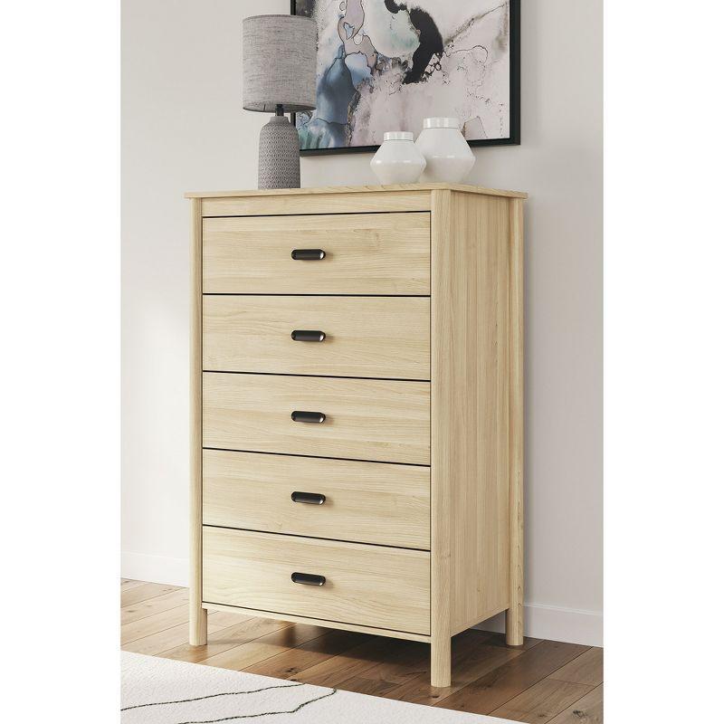 Cabinella Beige 5-Drawer Tall Dresser with Levelers