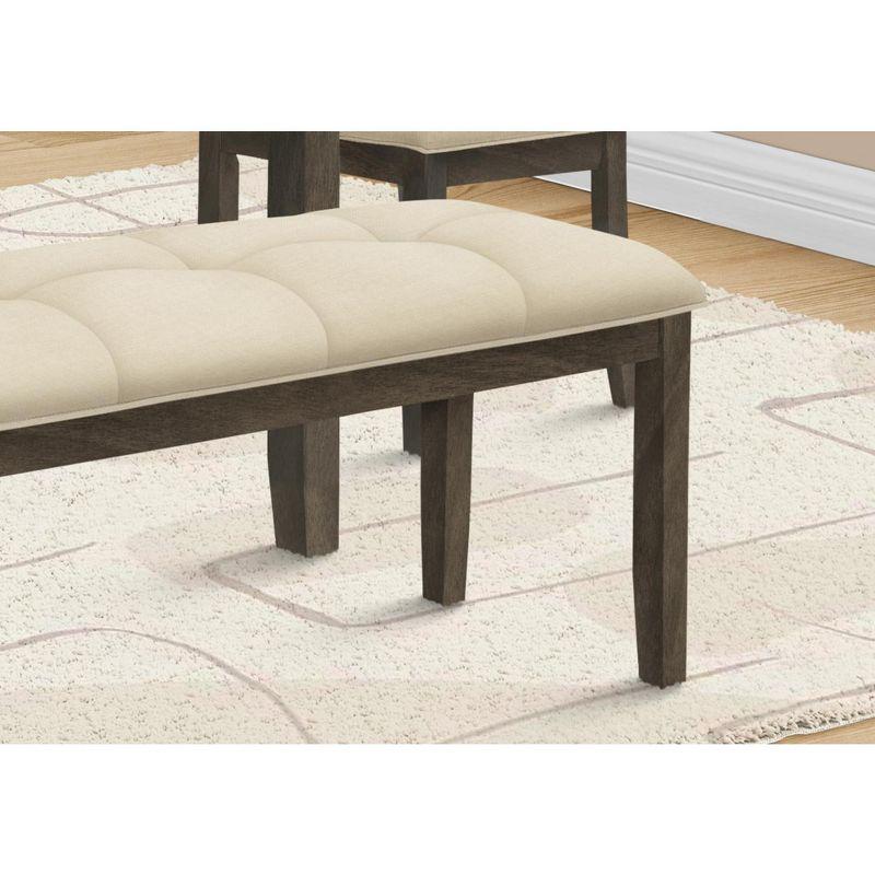 44" Cream Upholstered Bench with Gray Solid Wood Frame