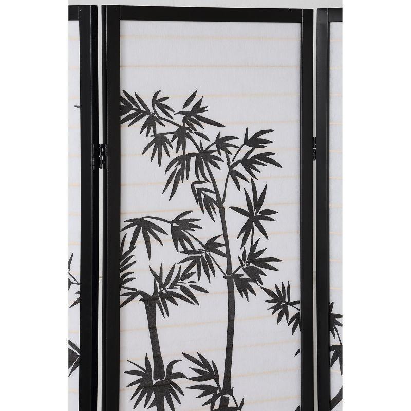 Roundhill Furniture 3-Panel Oriental Shoji Screen/Room Divider, Black