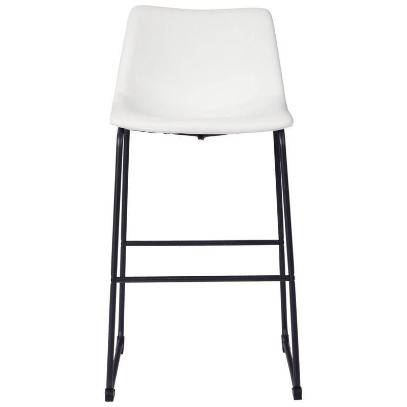 Industrial White & Black Faux Leather Barstool with Metal Base