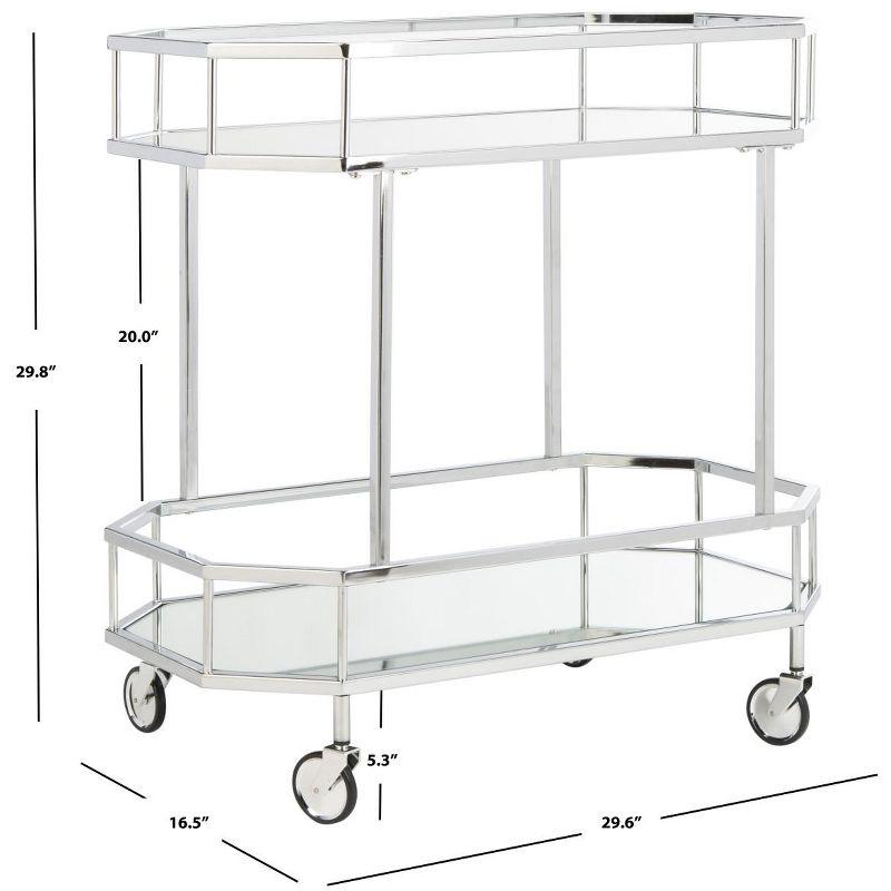 Silva 2 Tier Octagon Bar Cart - BCT8004B - Chrome/Mirror - Safavieh