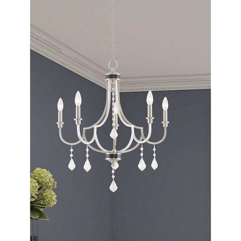 Elegant Mini 5-Light Chandelier with Clear Crystals and Brushed Nickel Finish